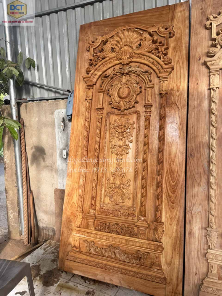 BỘ CỬA CỔ ĐIỂN 4 CÁNH CỔ ĐIỂN GỖ GÕ ĐỎ